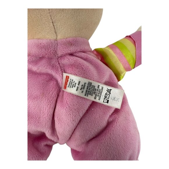 Fisher Price Babys 1st Doll Plush Stuffed Toy Sewn Eyes Rattle Pink Green Toy - Picture 4 of 8